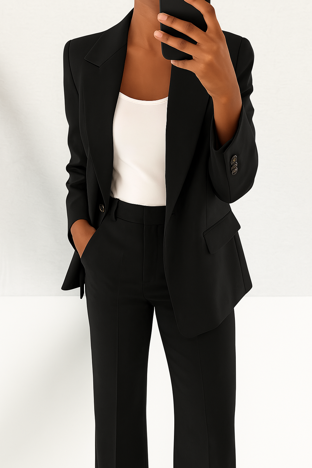 Clarabel wide leg trouser suit set in Black