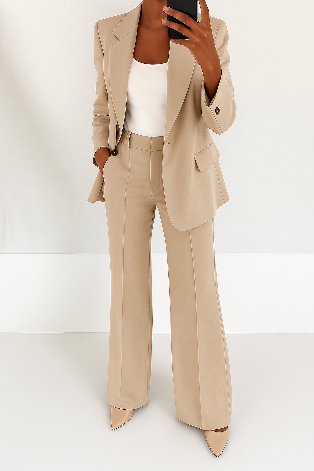 Clarabel wide leg trouser suit set trouser detail