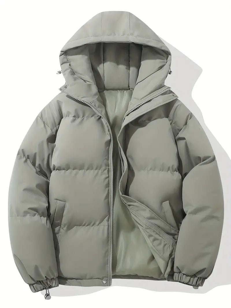 Wallace quilted hooded puffer jacket in Light Grey