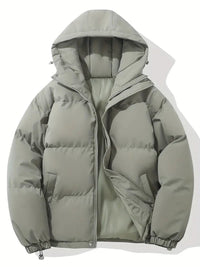 Wallace quilted hooded puffer jacket in Light Grey